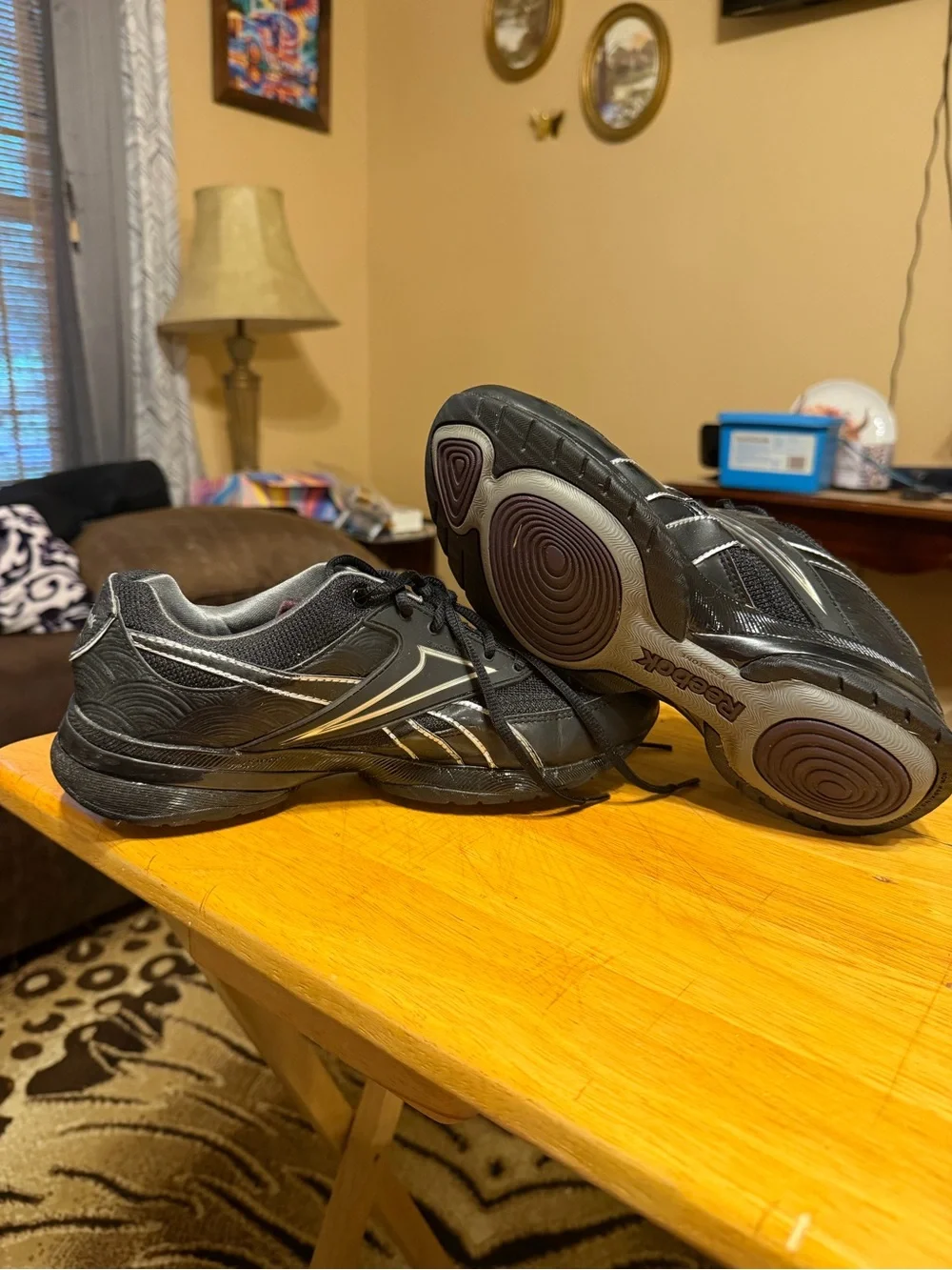 Reebok Black Athletic Shoes with Silver Accents